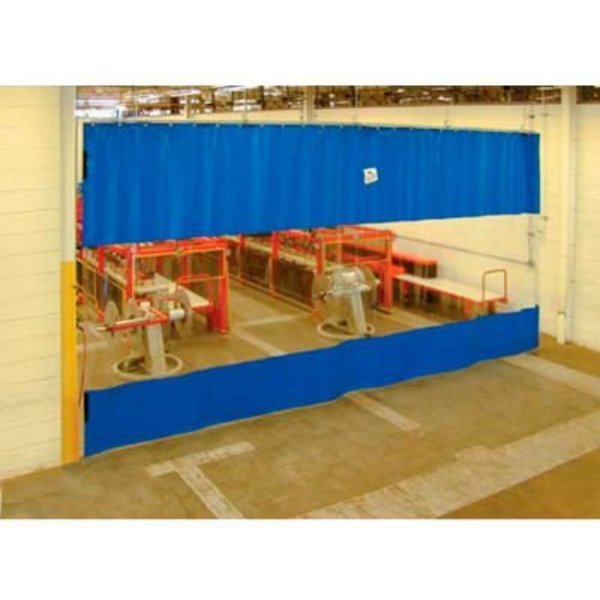 Tmi Global Industrial„¢ Blue Curtain Wall Partition with Clear Vision Strip 12 x 10 QSCC-144X120